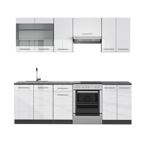 Vicco Cucina componibile Bianco lucido/antracite 240 cm , PT Antracite