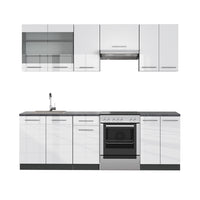 Vicco Cucina componibile Bianco lucido/antracite 240 cm senza piano di lavoro