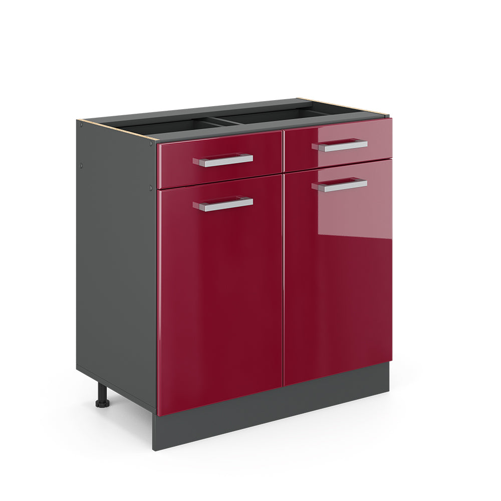 Vicco Mobiletto base per cucina Rosso lucido 80 cm senza piano di lavoro