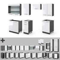 Vicco Cucina componibile Bianco lucido/antracite 240 cm , PT Antracite