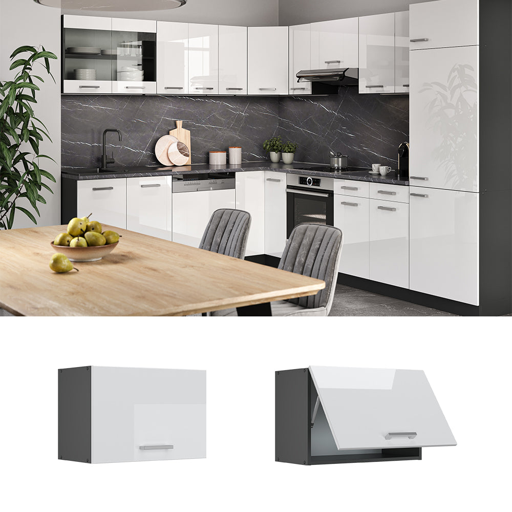 Vicco Pensile da cucina Bianco lucido 60 cm Piatto