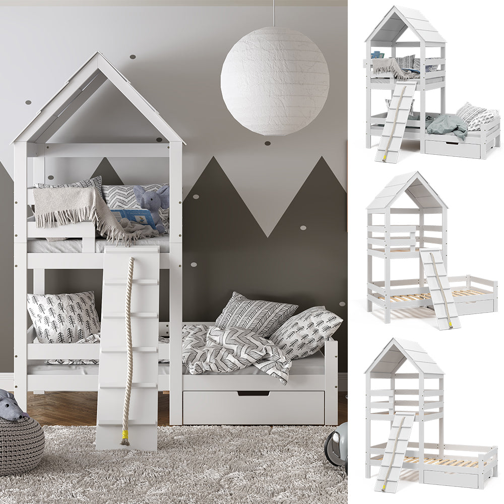 Vitalispa Letto montessori bambini Bianco 90x200 cm con cassetto