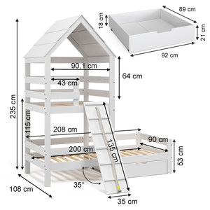 Vitalispa Letto montessori bambini Bianco 90x200 cm con cassetto