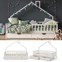 Vitalispa Letto montessori bambini Bianco 90x200 cm con 2 cassetti