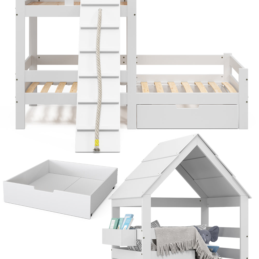 Vitalispa Letto montessori bambini Bianco 90x200 cm con cassetto