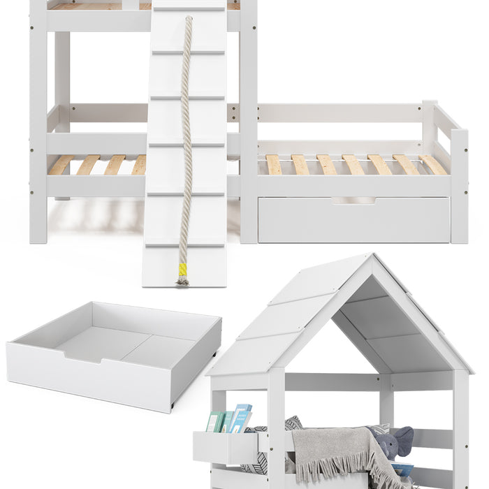 Vitalispa Letto montessori bambini Bianco 90x200 cm con cassetto
