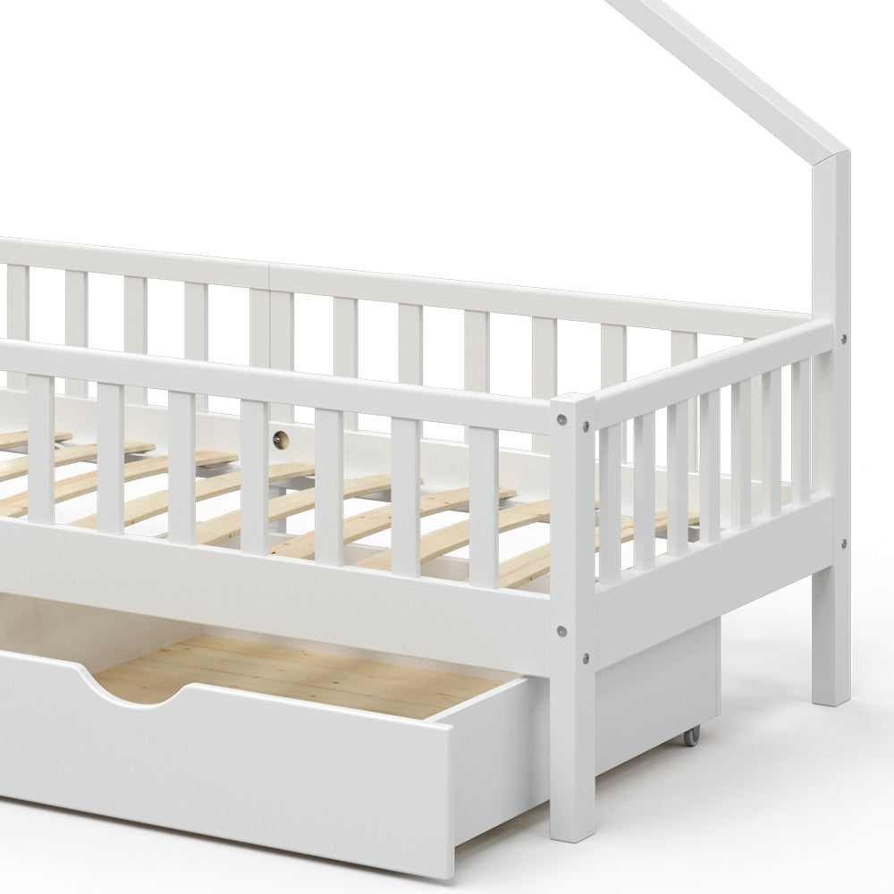 Vitalispa Letto montessori bambini Bianco 90x200 cm con 2 cassetti