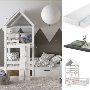 Vitalispa Letto montessori bambini Bianco 90x200 cm con 2 materassi e cassetto