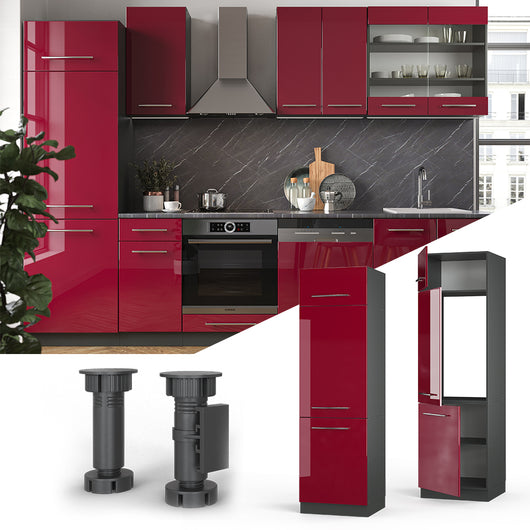 Vicco Armadio frigorifero Rosso bordeaux lucido 60 cm