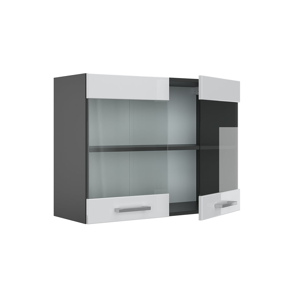 Vicco Mobile da cucina in vetro Bianco lucido 80 cm