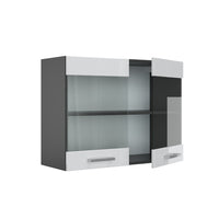 Vicco Mobile da cucina in vetro Bianco lucido 80 cm