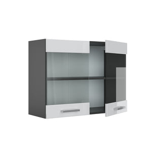 Vicco Mobile da cucina in vetro Bianco lucido 80 cm