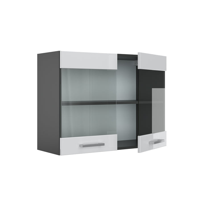 Vicco Mobile da cucina in vetro Bianco lucido 80 cm