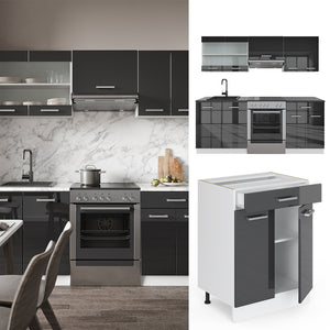 Vicco Cucina componibile Antracite lucido/bianco 200 cm , PL Rovere