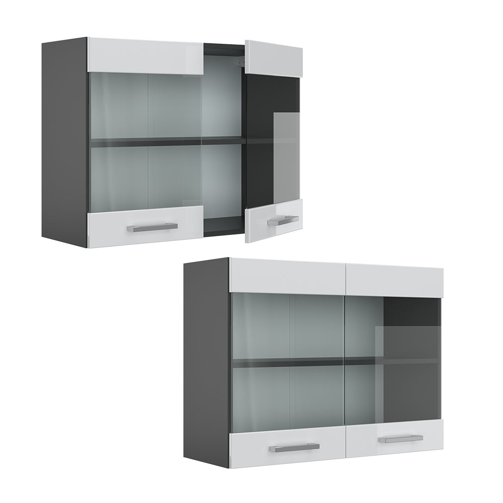 Vicco Mobile da cucina in vetro Bianco lucido 80 cm