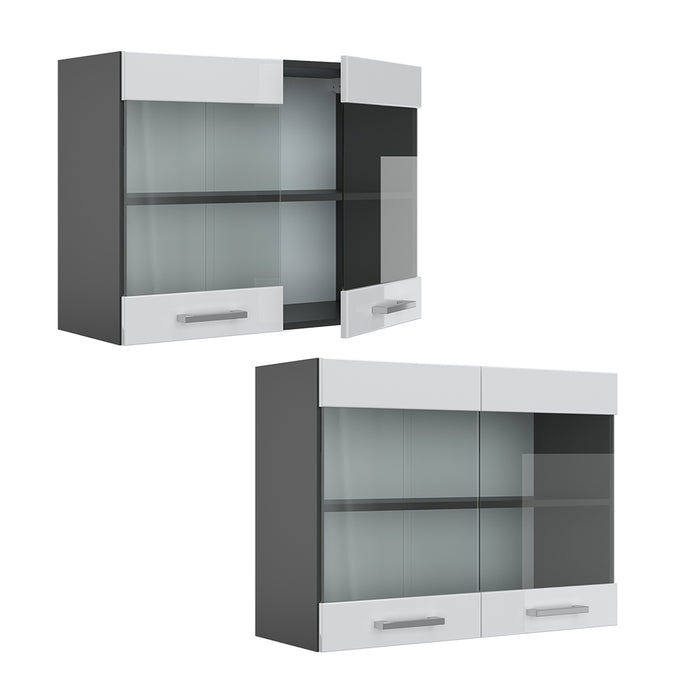 Vicco Mobile da cucina in vetro Bianco lucido 80 cm