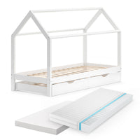 Vitalispa Letto da casa Bianco 90x200 cm con letto per ospiti e 2 materassi