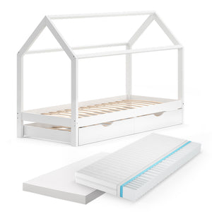 Vitalispa Letto da casa Bianco 90x200 cm con letto per ospiti e 2 materassi