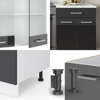 Vicco Cucina componibile Antracite lucido 200 cm senza piano di lavoro