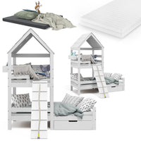 Vitalispa Letto montessori bambini Bianco 90x200 cm con 2 materassi e cassetto