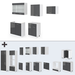 Vicco Cucina componibile Antracite lucido/bianco 200 cm , PL Marmo