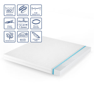 Vitalispa Materasso in schiuma fredda Bianco 180 x 200 cm H2 grado di durezza, 7 zone