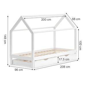 Vitalispa Letto montessori bambini Bianco 90x200 cm con letto per ospiti