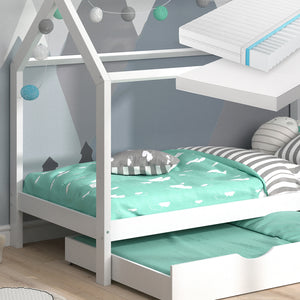 Vitalispa Letto da casa Bianco 90x200 cm con letto per ospiti e 2 materassi