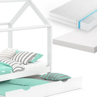 Vitalispa Letto da casa Bianco 90x200 cm con letto per ospiti e 2 materassi