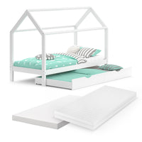 Vitalispa Letto da casa Bianco 90x200 cm con letto per ospiti e 2 materassi