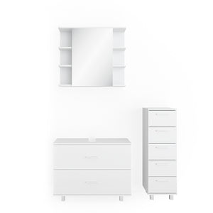 Vicco Set mobili bagno Bianco 3 parti, con mobile midi