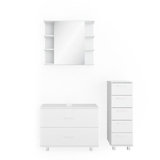 Vicco Set mobili bagno Bianco 3 parti, con mobile midi
