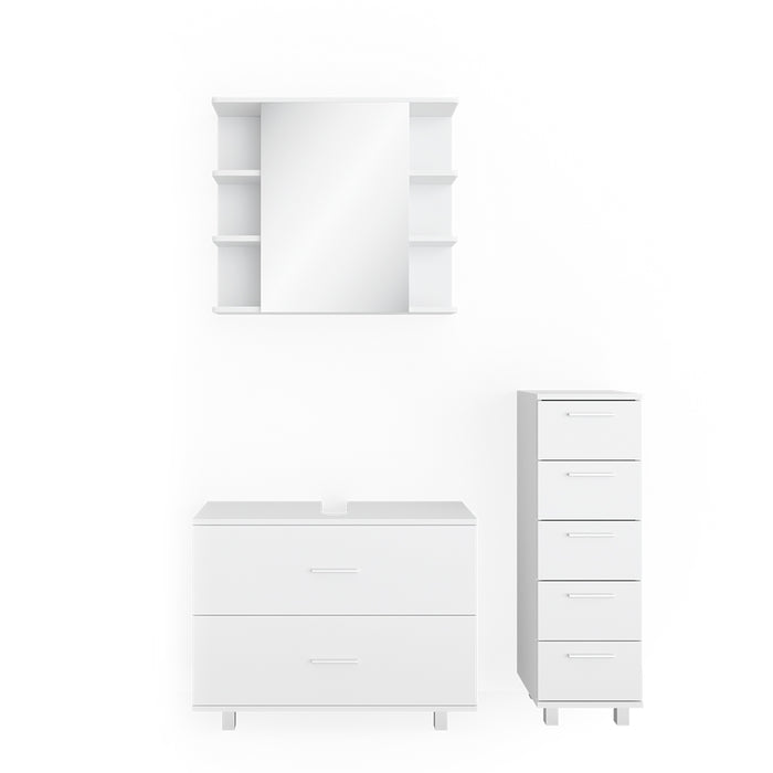 Vicco Set mobili bagno Bianco 3 parti, con mobile midi