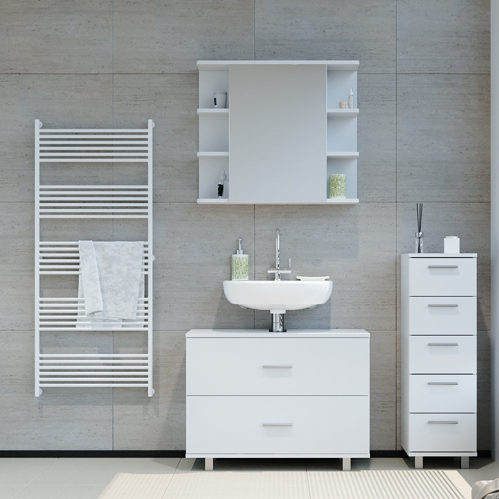 Vicco Set mobili bagno Bianco 3 parti, con mobile midi