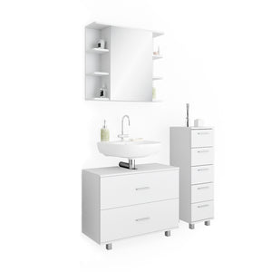 Vicco Set mobili bagno Bianco 3 parti, con mobile midi