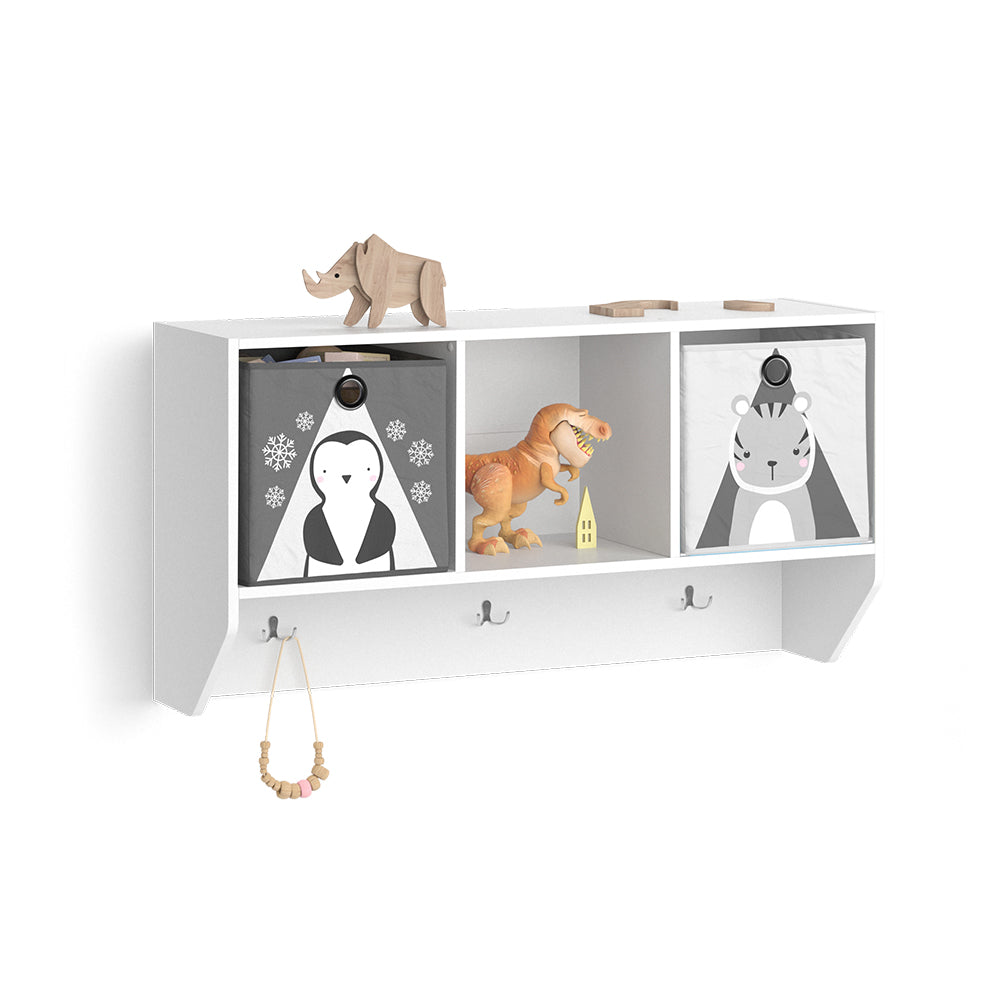Vicco Scaffale a muro per bambini Bianco 31 x 56 cm con 2 scatole pieghevoli opt.1