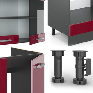 Vicco Cucina angolare completa Rosso lucido/antracite 287 x 60 cm , PL Antracite