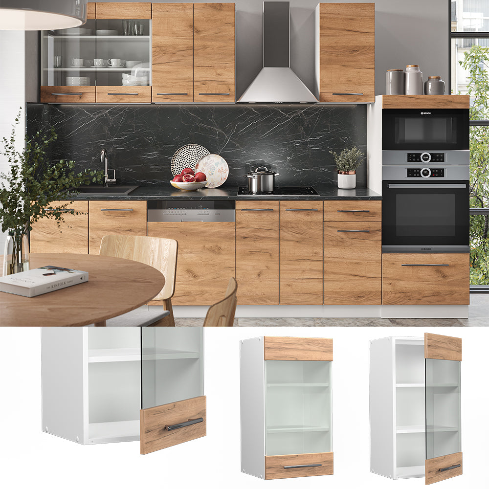 Vicco Mobile da cucina in vetro Quercia dorata 40 cm