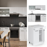 Vicco Cucina componibile Bianco lucido/bianco 200 cm senza piano di lavoro