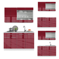 Vicco Cucina completa Bordeaux lucido/bianco 140 cm , PL Marmo
