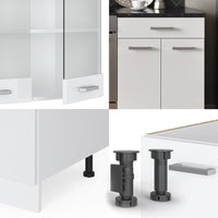 Vicco Cucina componibile Bianco lucido/bianco 200 cm senza piano di lavoro
