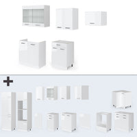 Vicco Cucina componibile Bianco lucido/bianco 200 cm senza piano di lavoro