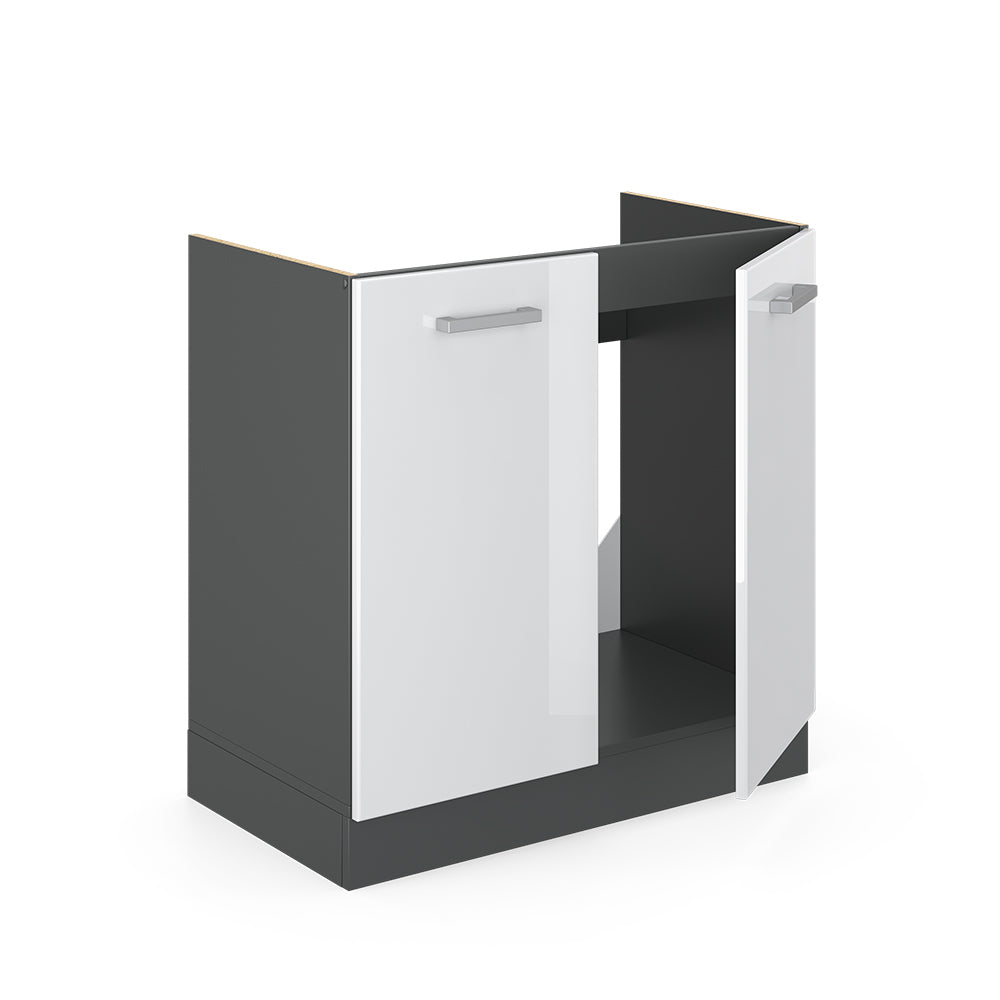 Vicco Mobile lavello cucina Bianco lucido 80 cm , PL Rovere