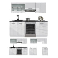 Vicco Cucina componibile Bianco lucido/bianco 200 cm senza piano di lavoro