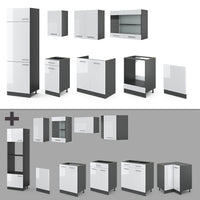 Vicco Cucina componibile Bianco lucido/antracite 300 cm , PL Rovere