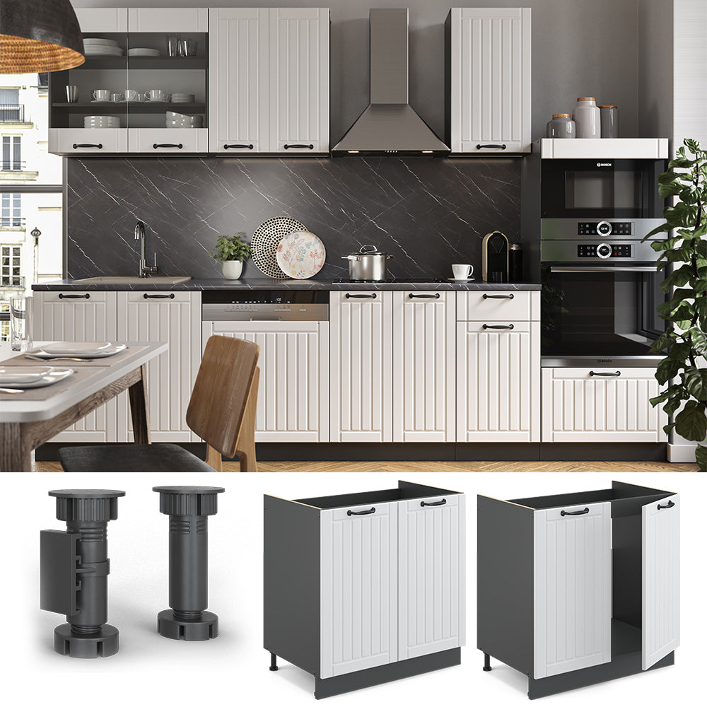 Vicco Mobile lavello cucina Bianco casa di campagna 80 cm , PL Marmo