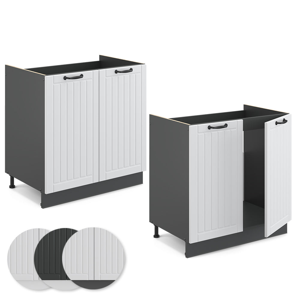 Vicco Mobile lavello cucina Bianco casa di campagna 80 cm , PL Rovere