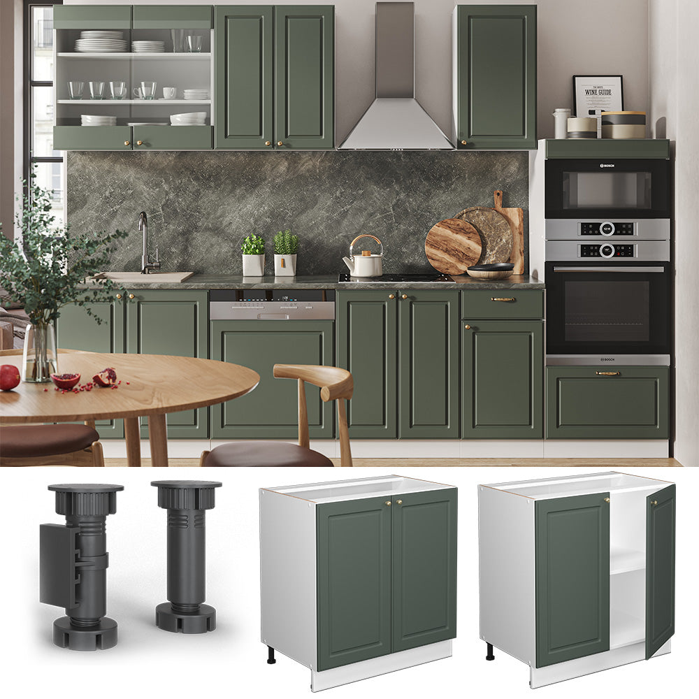 Vicco Mobile lavello cucina Verde-oro Country House 80 cm con ripiano, PL Marmo