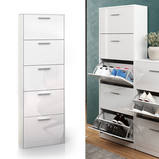 Vicco Scarpiera da ingresso Bianco lucido 59 x 169.5 cm