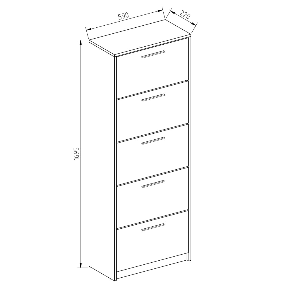 Vicco Scarpiera da ingresso Bianco/Sonoma 59 x 169.5 cm